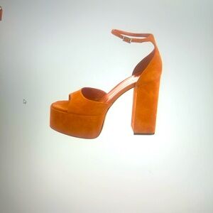 Paris Texas. Nubuck D’Orsay Pumps. Size 11, orange.